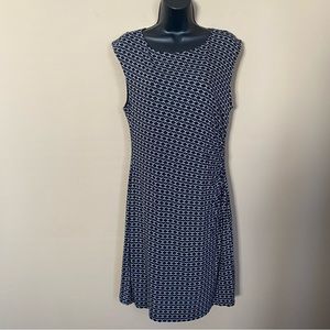 Loft Cap Sleeve Ruched Geometric Pattern Wrap Dress Petite